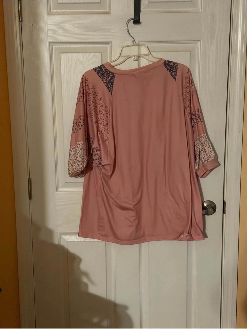 Relaxed Dusty Rose Floral Sleeve Jersey Top